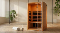 1 Person Extendable FAR Infrared Sauna for Home, Hemlock Wood Low EMF 6 Carbon Heaters Indoor Saunas with LED Lights, Bluetooth Speaker, Digital Control Panel, and Seating Bench — Lifestyle