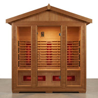 2 Person Outdoor Sauna Infrared Saunas Dry Sauna Room 120V Red Cedar and Canadian Hemlock Wood Wooden Sauna Spa 1800W APP Control 7 Color Light 48.8 * 37 * 87.4Inch — Studio Shot