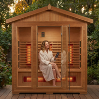 2 Person Outdoor Sauna Infrared Saunas Dry Sauna Room 120V Red Cedar and Canadian Hemlock Wood Wooden Sauna Spa 1800W APP Control 7 Color Light 48.8 * 37 * 87.4Inch — Lifestyle