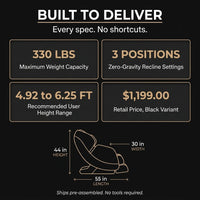 4D Massage Chair Full Body, Zero Gravity Massage Chair with Heat and Foot Massage with Airbags, Kneading, Bluetooth, LCD Touch Control - Black — Results & Stats