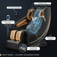 4D Massage Chair Full Body, Zero Gravity Massage Chair with Heat and Foot Massage with Airbags, Kneading, Bluetooth, LCD Touch Control - Black — How It Works