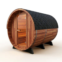 Traditional Steam Barrel Sauna Built for Wellness, 6-Person Capacity, Red Cedar Construction, 1800mm Diameter — Studio Shot