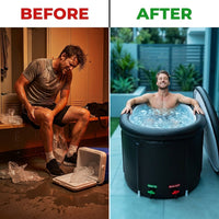 XXL Cold Plunge Tub for Athletes, Compatible with Water Chillers, 195 Gallon Inflatable Cold Plunge with Insulated Lid, Portable Ice Plunge Bathtub for Adult, Ice Tub Outdoor for Cold Water Therapy(C) — Before & After