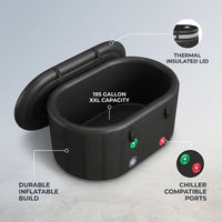 XXL Cold Plunge Tub for Athletes, Compatible with Water Chillers, 195 Gallon Inflatable Cold Plunge with Insulated Lid, Portable Ice Plunge Bathtub for Adult, Ice Tub Outdoor for Cold Water Therapy(C) — infographic