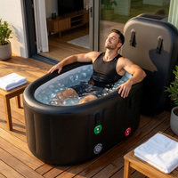 XXL Cold Plunge Tub for Athletes, Compatible with Water Chillers, 195 Gallon Inflatable Cold Plunge with Insulated Lid, Portable Ice Plunge Bathtub for Adult, Ice Tub Outdoor for Cold Water Therapy(C) — Lifestyle