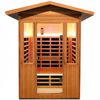 2 Person Outdoor Sauna Infrared Saunas Dry Sauna Room 120V Red Cedar and Canadian Hemlock Wood Wooden Sauna Spa 1800W APP Control 7 Color Light 48.8 * 37 * 87.4Inch